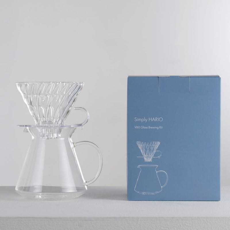 HARIO V60 minimalistisk bryggesett i glass - KAFFAbutikk