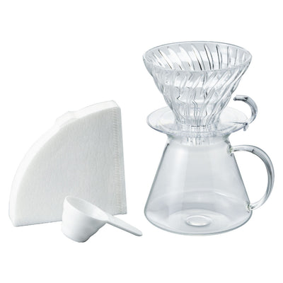 HARIO V60 minimalistisk bryggesett i glass - KAFFAbutikk